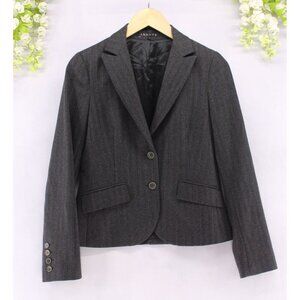 Theory Women's Classic Gray Wool Stripe Blazer Jacket Sz 4